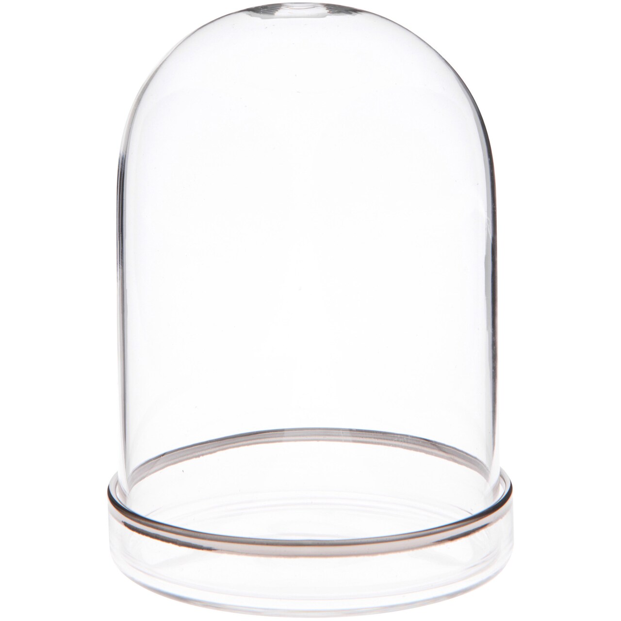 Plymor 3" x 4" Glass Display Dome Cloche (Silver Rim Glass Tray Base)